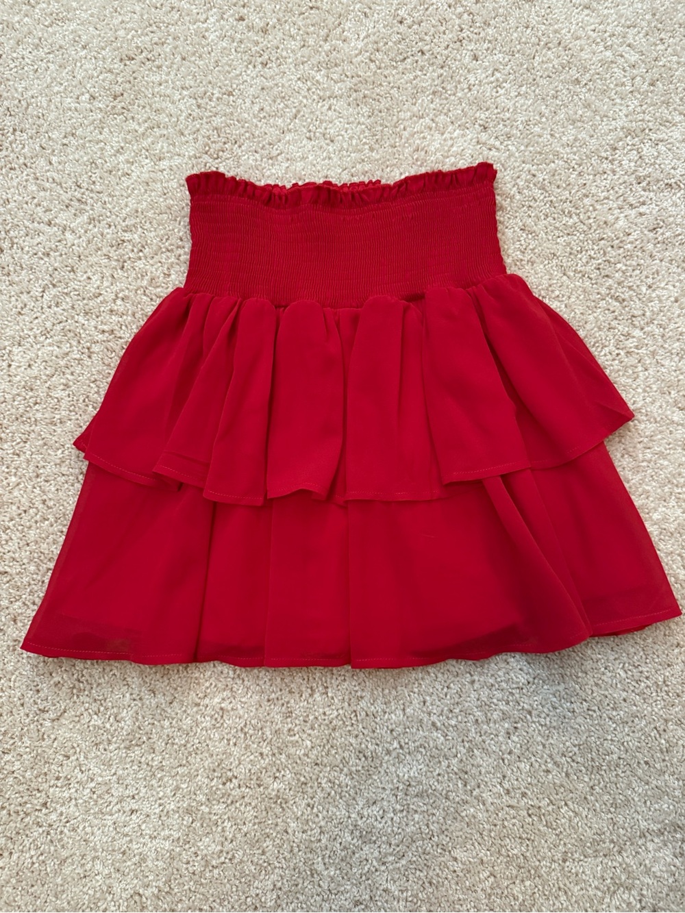 SHEIN Red Tiered Ruffle Mini Skirt